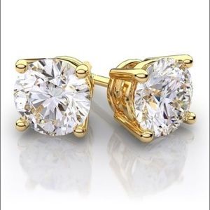 Best Silver 10K Gold & White Topaz Stud Earrings